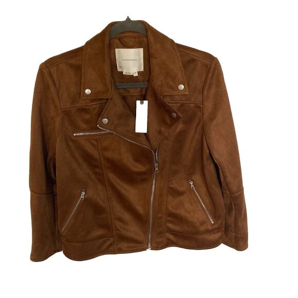 Anthropologie Faux Suede Brown Biker - Moto Jacket XS/P  New with Tags - Picture 8 of 8